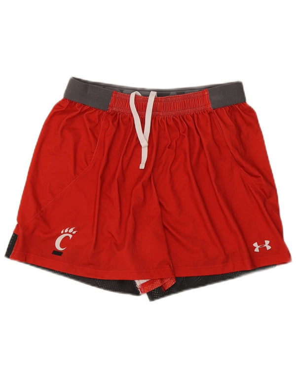 Under Armour Womens Sport Shorts UK 10 Pequeno Poliéster Colorblock Vermelho