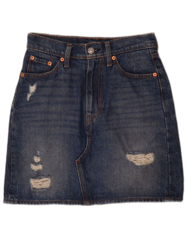 Saia jeans feminina Levi's W24 XS azul algodão