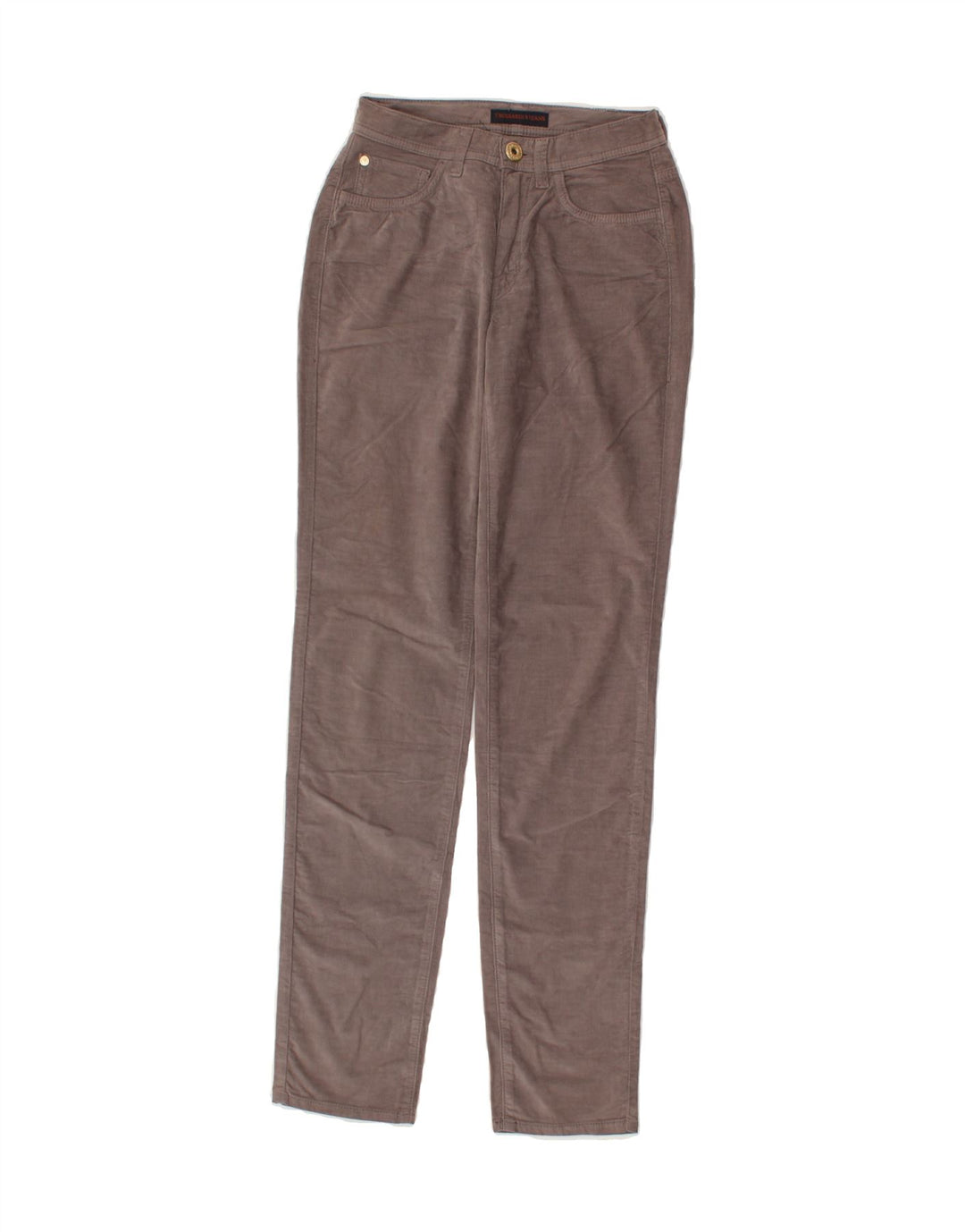 TRUSSARDI Womens Slim Casual Trousers W26 L31 Grey Cotton Vintage Trussardi and Second-Hand Trussardi from Messina Hembry 