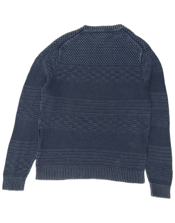Tommy Hilfiger Suéter masculino com gola redonda 2XL linho geométrico azul