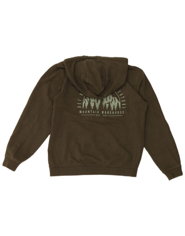Suéter masculino com capuz e zíper gráfico Mountain Warehouse pequeno algodão cáqui