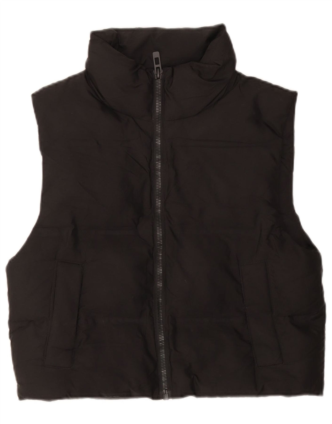 Zara Womens Oversized acolchoado Gilet UK 6 XS poliéster preto