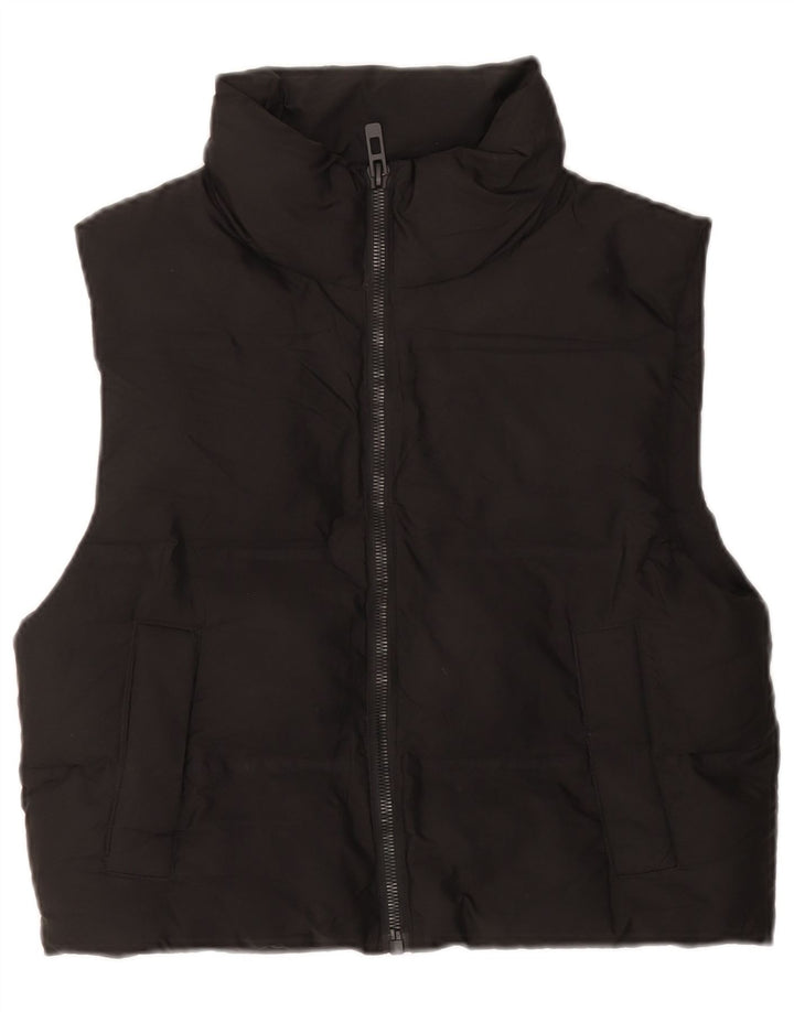 Zara Womens Oversized acolchoado Gilet UK 6 XS poliéster preto