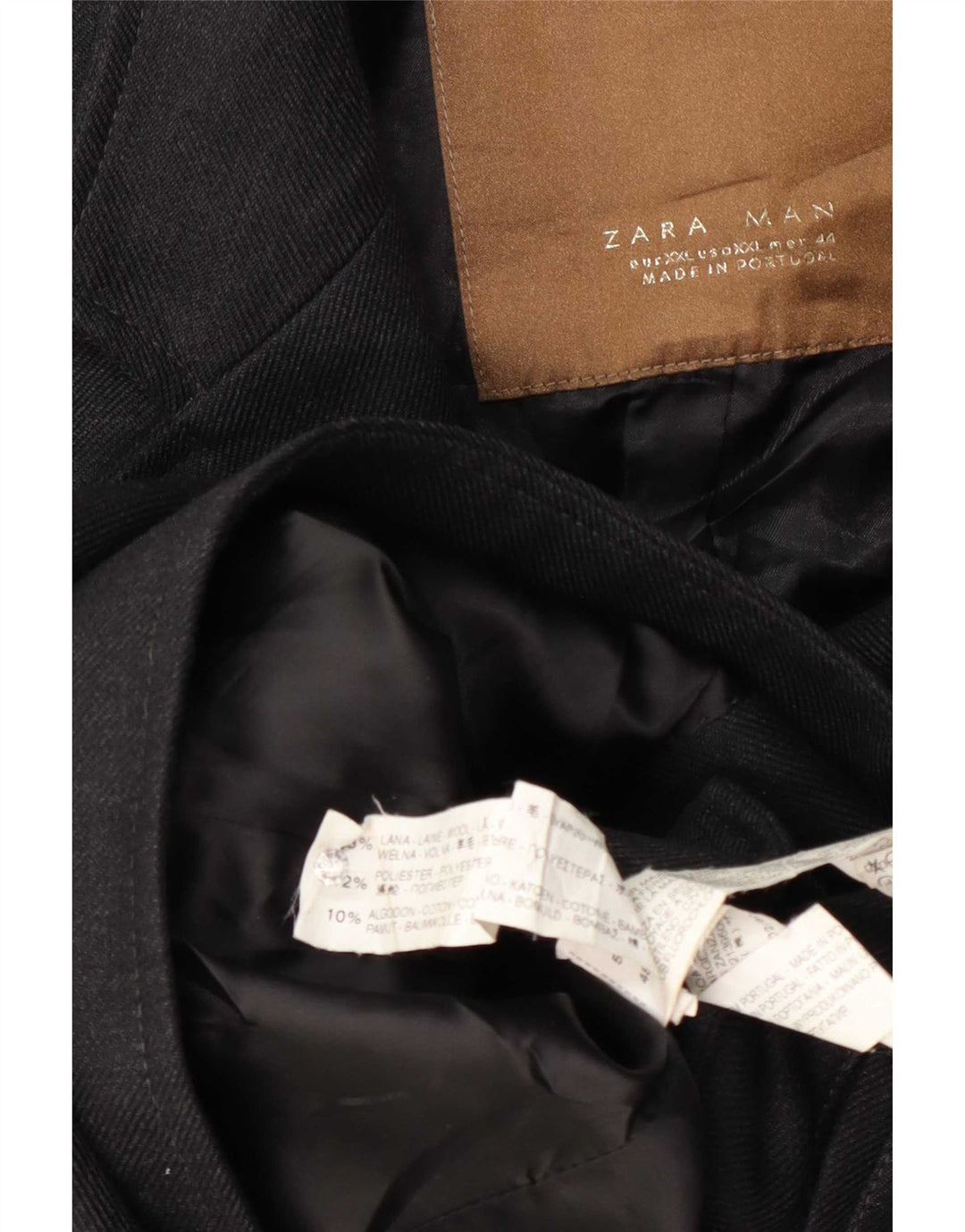 Sobretudo masculino Zara UK 44 2XL lã azul marinho