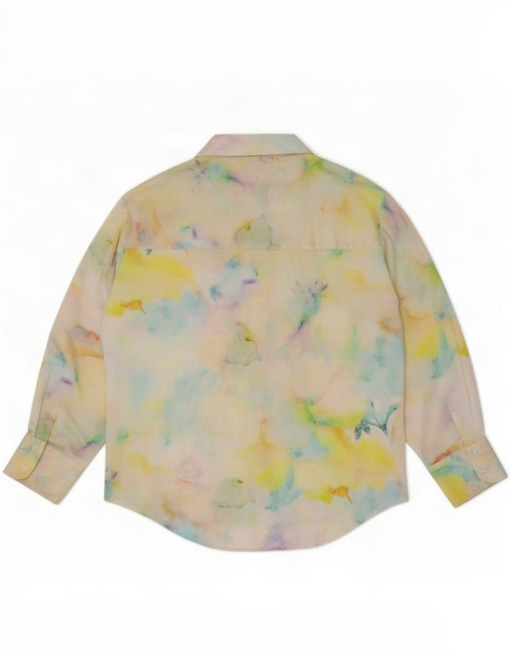 Camisa feminina Zara UK 16 grande poliéster tie-dye multicolorido