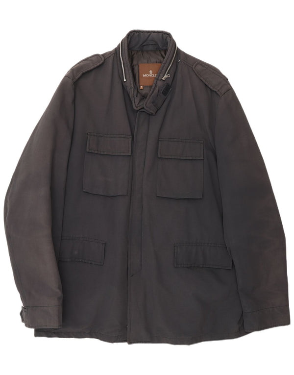 Jaqueta militar acolchoada masculina Moncler tamanho 6 3XL algodão preto