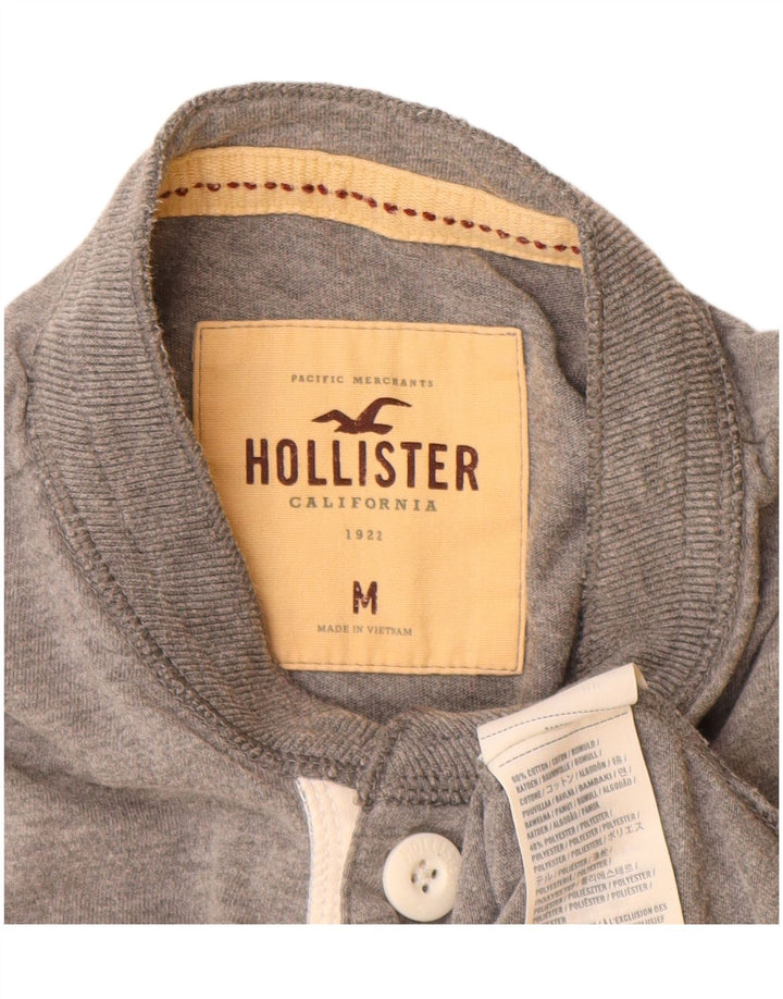 Camiseta masculina Hollister de algodão cinza médio