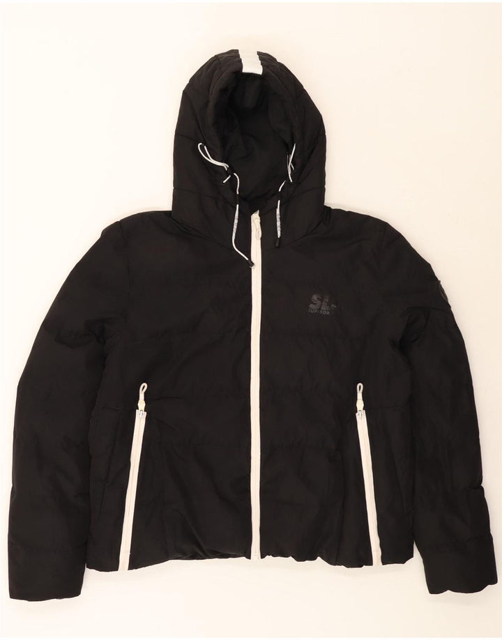 Jaqueta acolchoada com capuz Superdry Womens Crop UK 20 XL poliéster preto