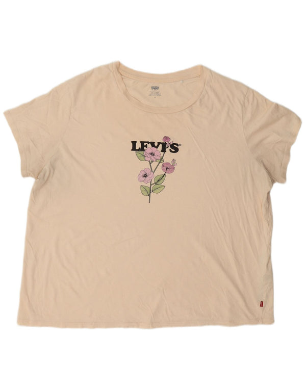 Camiseta feminina gráfica Levi's Top UK 22 3XL algodão branco