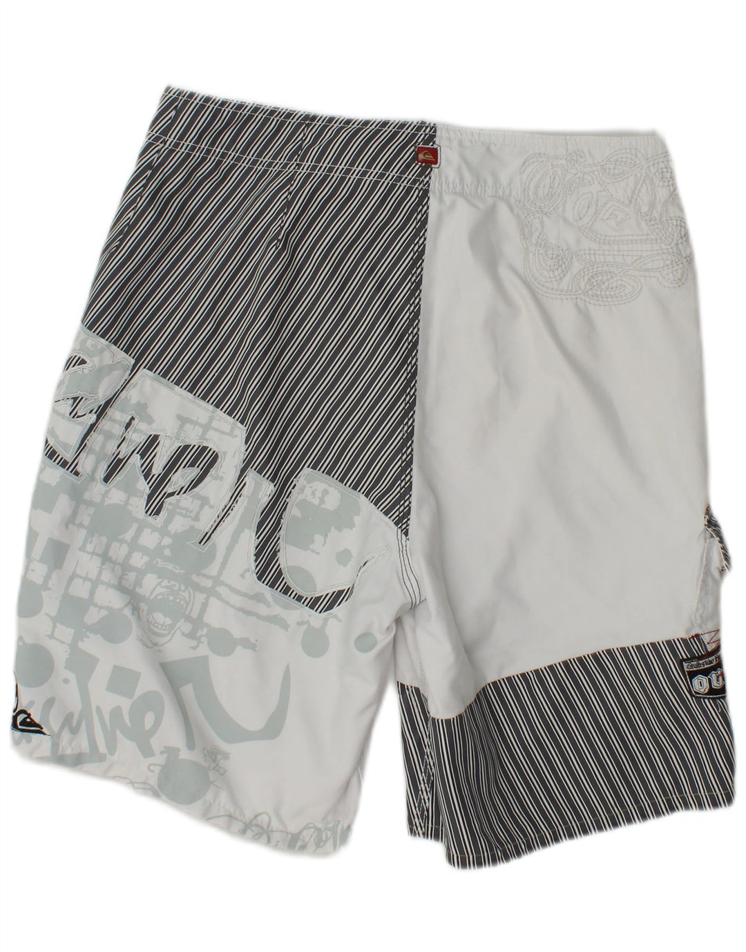 Quiksilver Shorts de natação masculino gráfico médio poliéster listrado branco