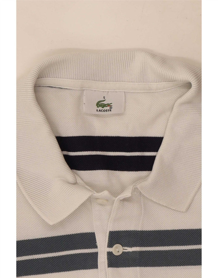 Camisa polo masculina Lacoste tamanho 5 grande listrada branca