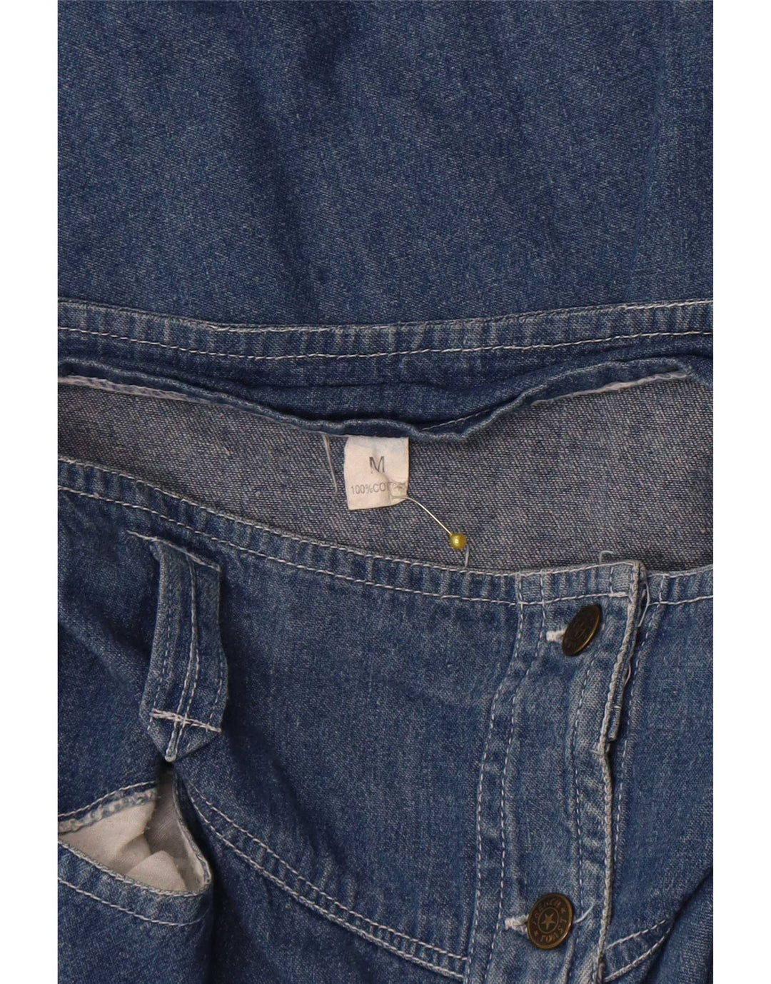 Saia jeans midi vintage feminina média W28 algodão azul