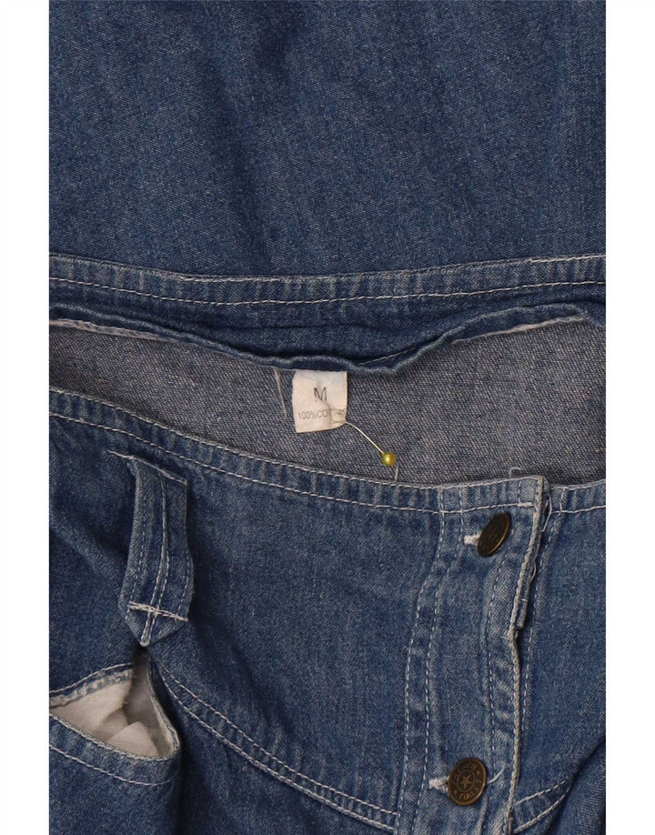 Saia jeans midi vintage feminina média W28 algodão azul