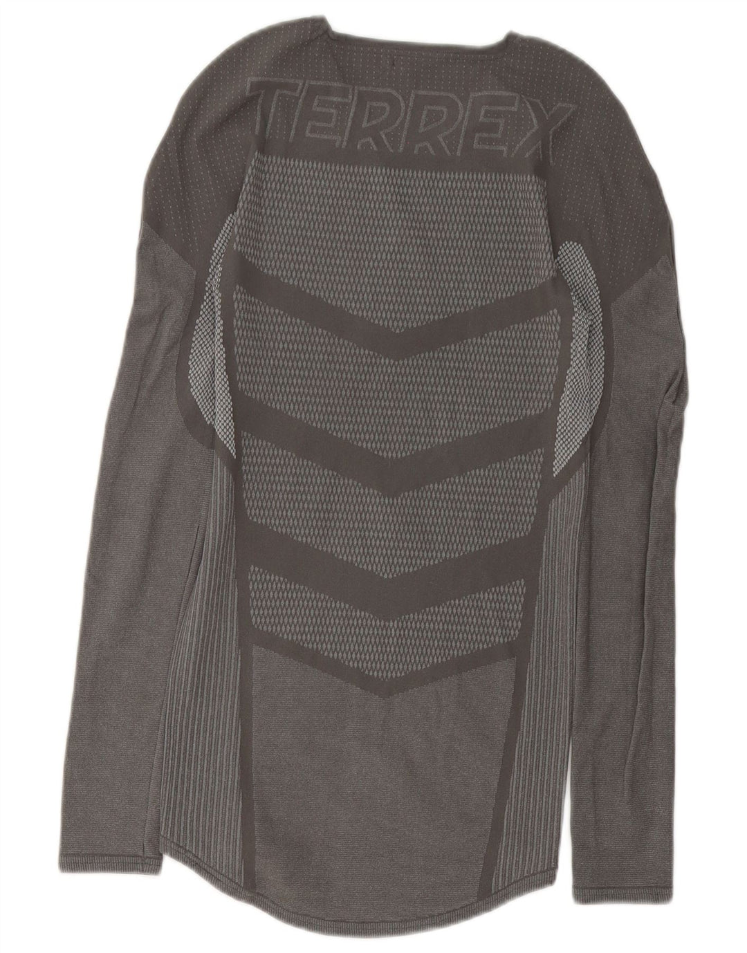 Adidas Mens Terrex Graphic Top Manga Longa Cinza Médio Poliéster Geométrico