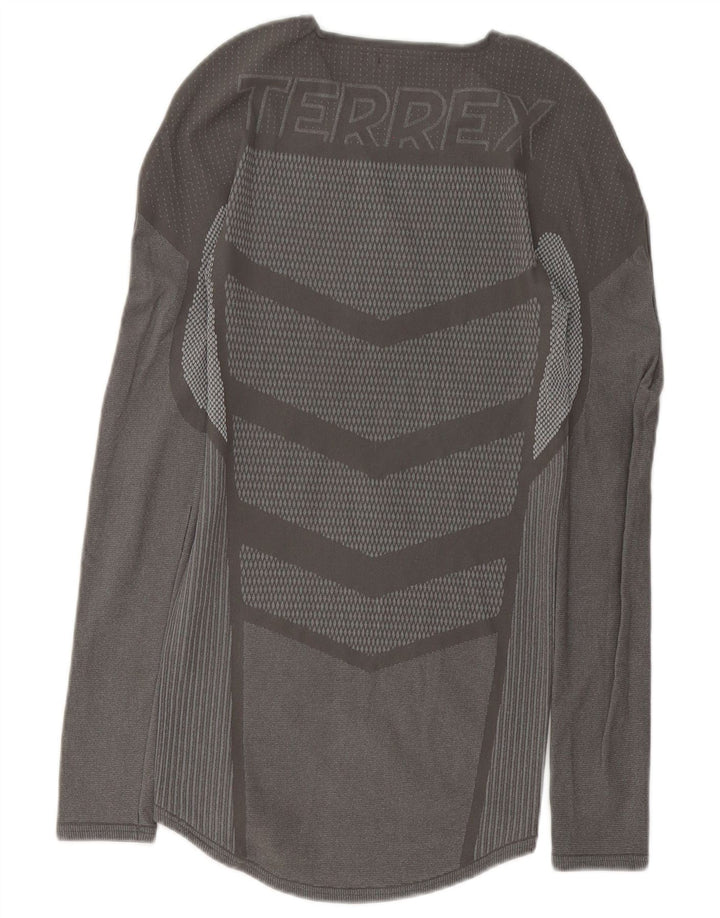 Adidas Mens Terrex Graphic Top Manga Longa Cinza Médio Poliéster Geométrico