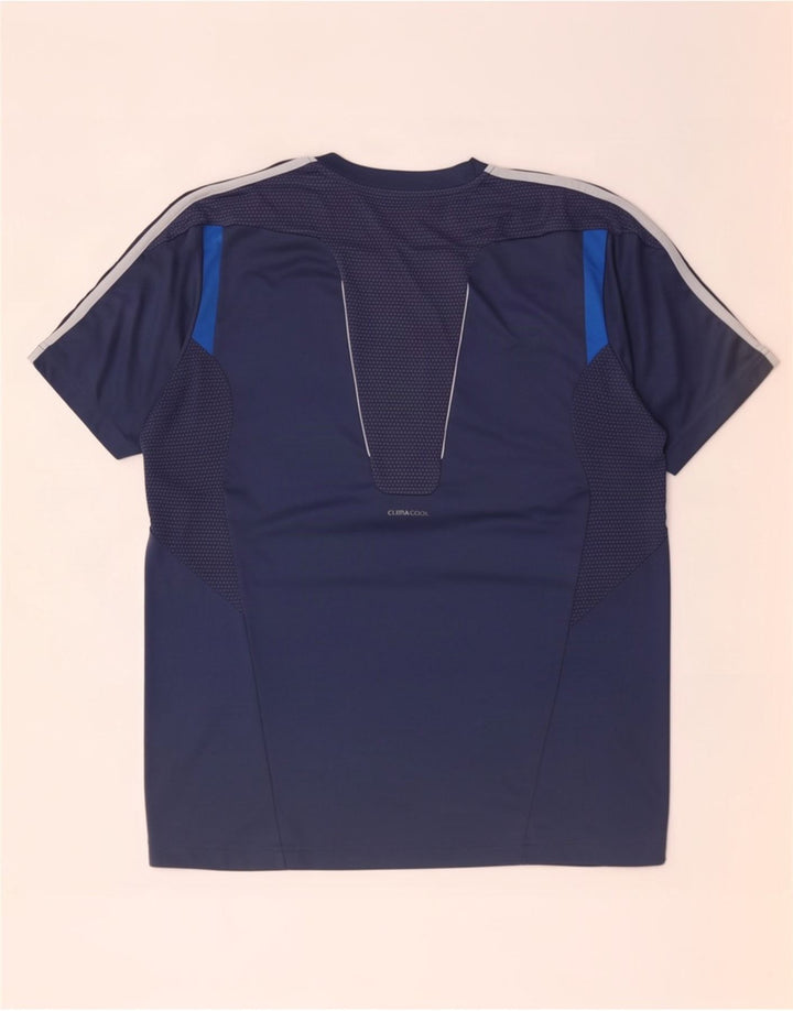 Adidas Mens Climacool Camiseta Top Grande Azul Marinho Colourblock Poliéster