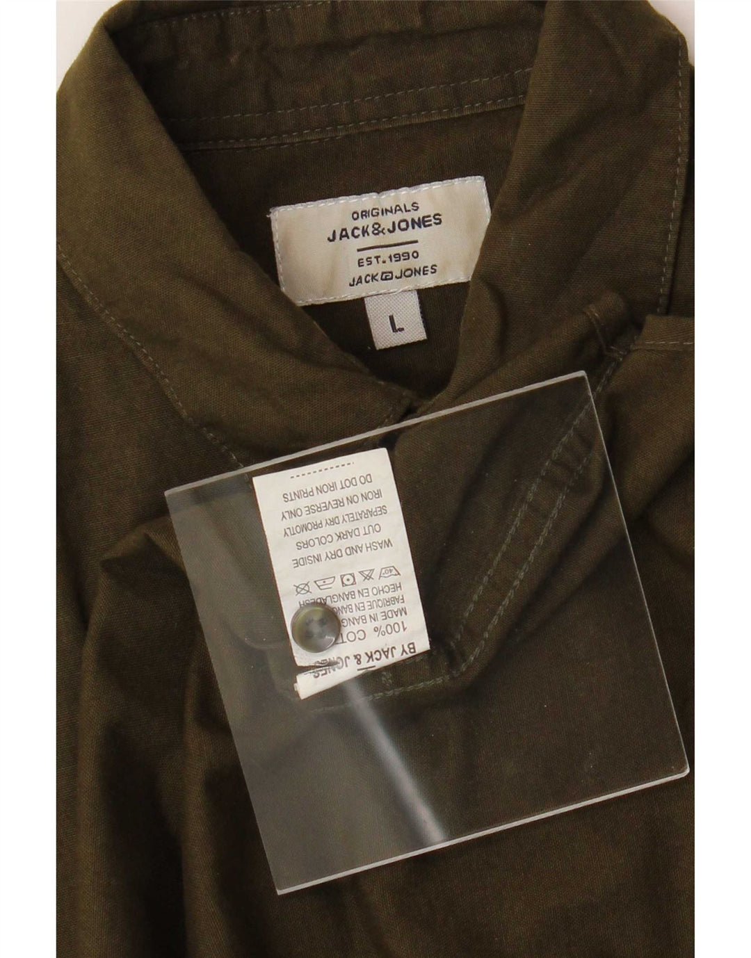Camisa masculina Jack & Jones grande algodão cáqui