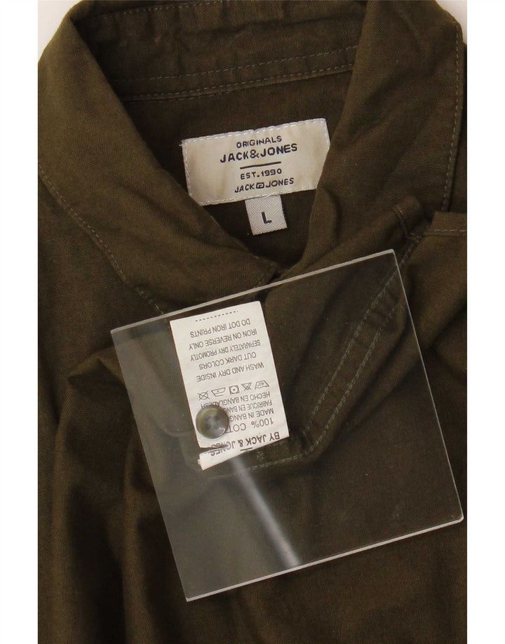Camisa masculina Jack & Jones grande algodão cáqui