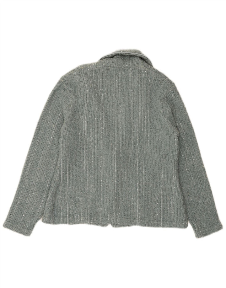 Jaqueta blazer feminina MONSOON com 2 botões Reino Unido 16 grande listra azul acrílica