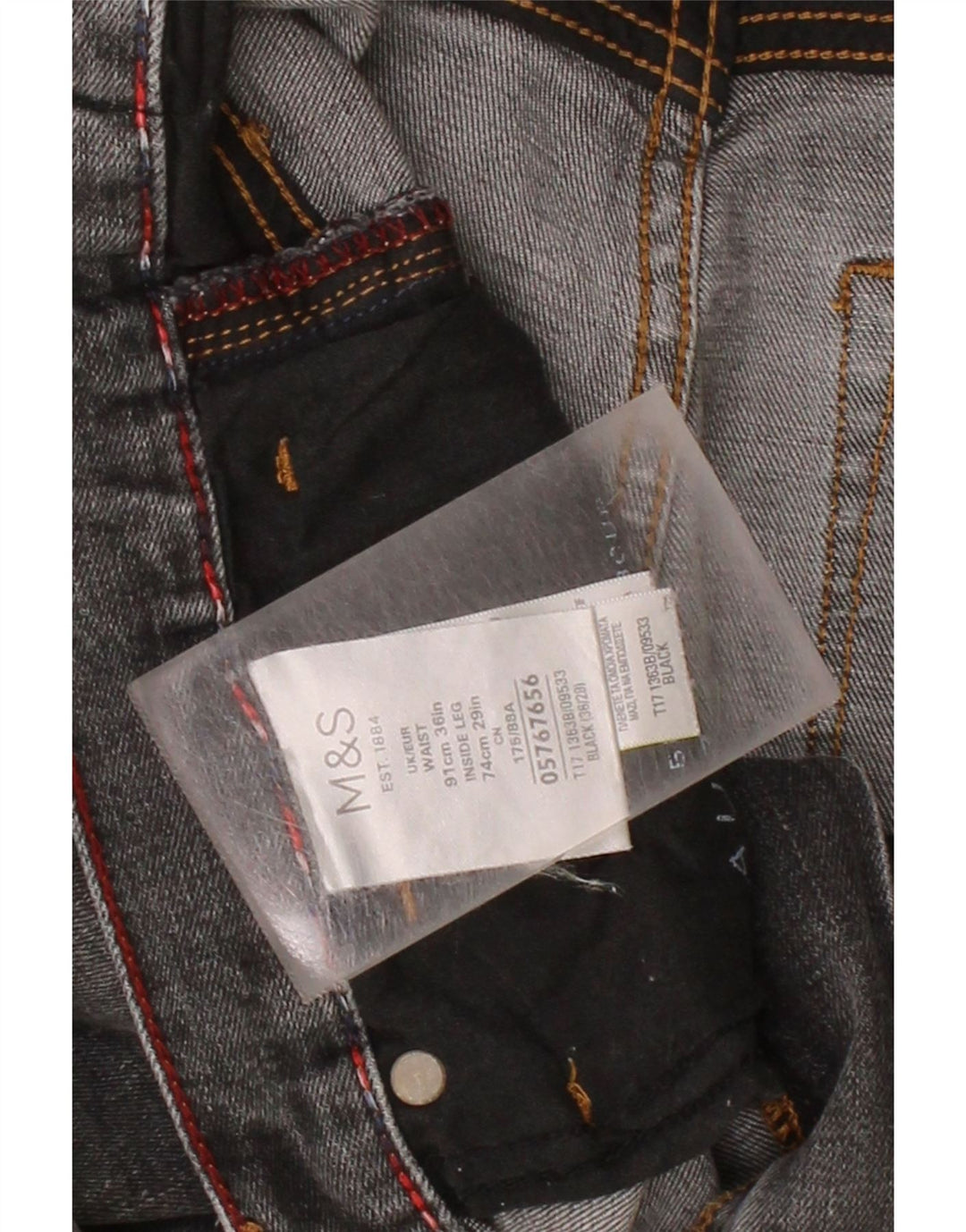 MARKS & SPENCER Mens Straight Jeans W36 L27 Grey Cotton Vintage Marks & Spencer and Second-Hand Marks & Spencer from Messina Hembry 