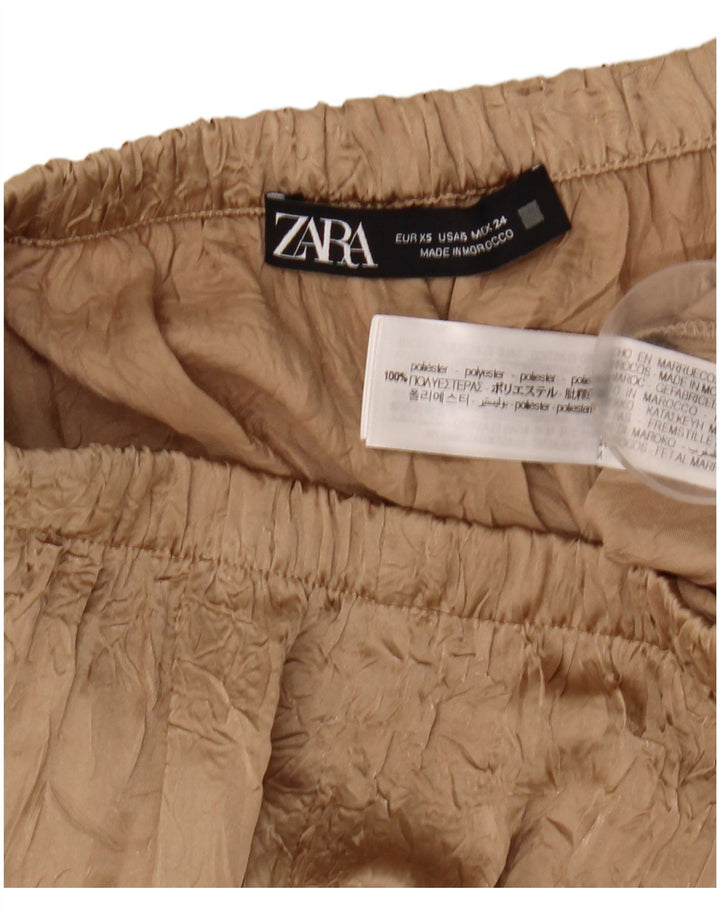 Zara Calça Cullotes Feminina XS W24 L31 Poliéster Bege