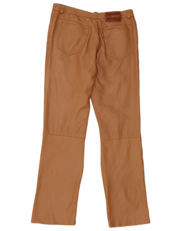 Calça feminina reta de couro J.J.Scott W28 L27 marrom