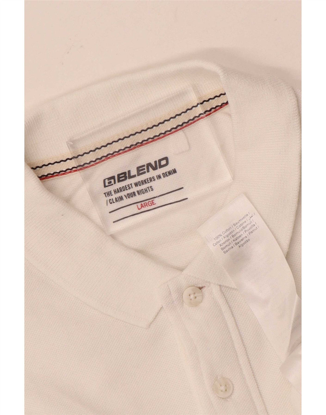 Camisa polo masculina Blend grande algodão listrado branco