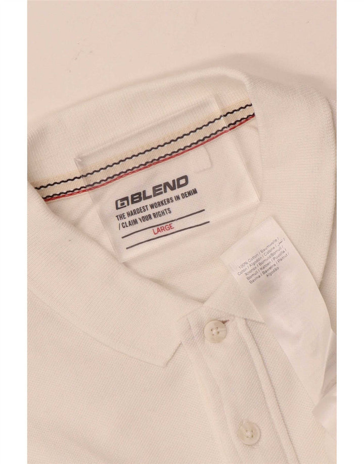 Camisa polo masculina Blend grande algodão listrado branco