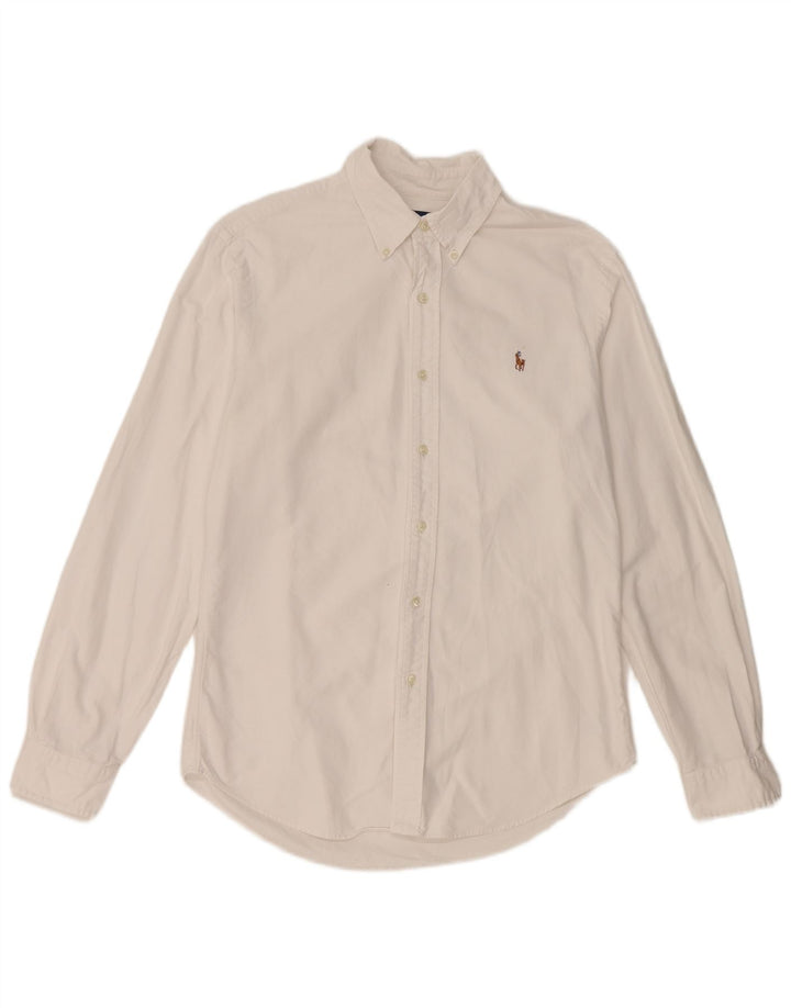 Camisa masculina Slim Fit Ralph Lauren de algodão branco médio