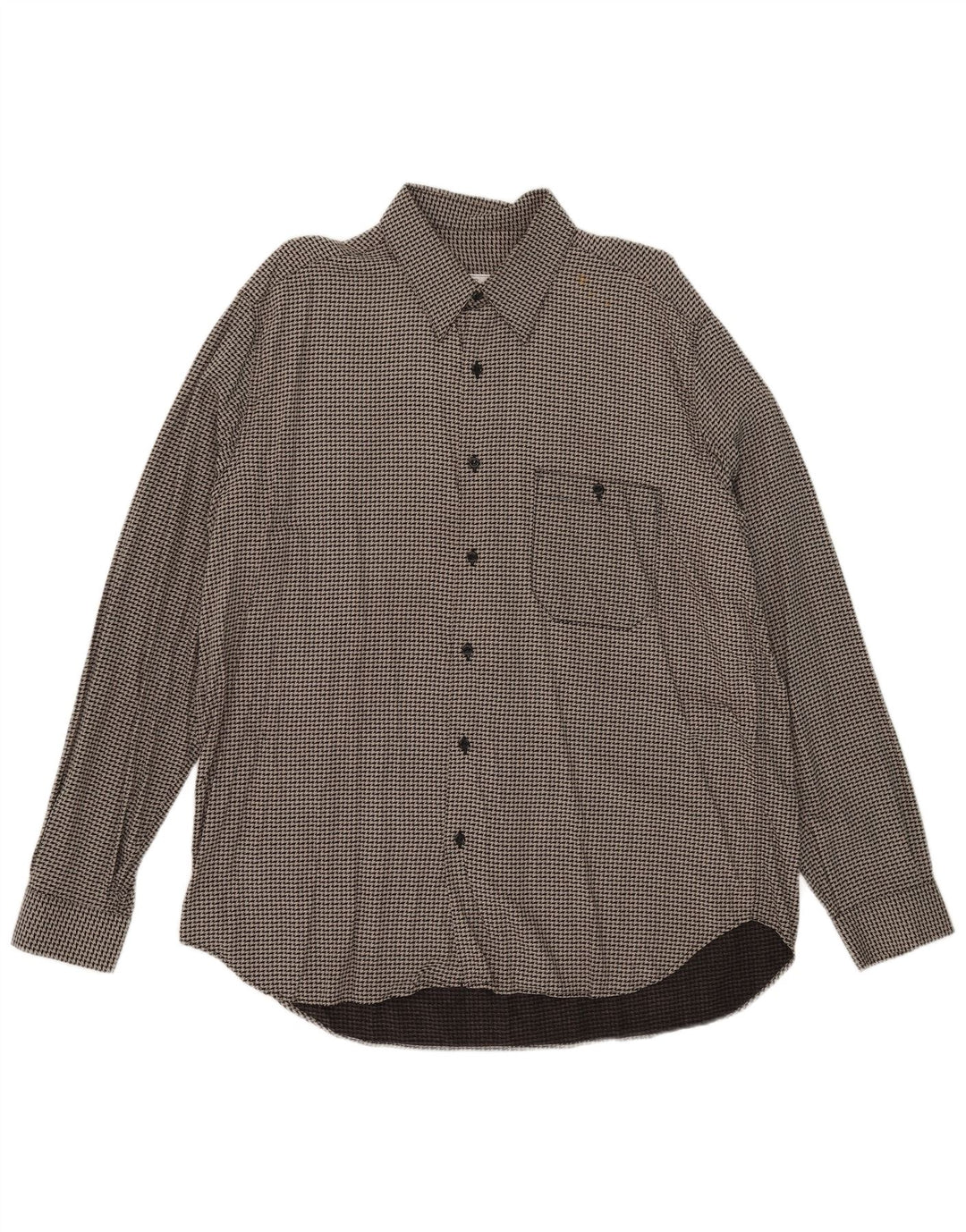 Camisa masculina vintage grande viscose cinza Houndstooth