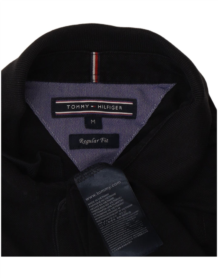 Camisa polo masculina Tommy Hilfiger Regular Fit algodão preto médio