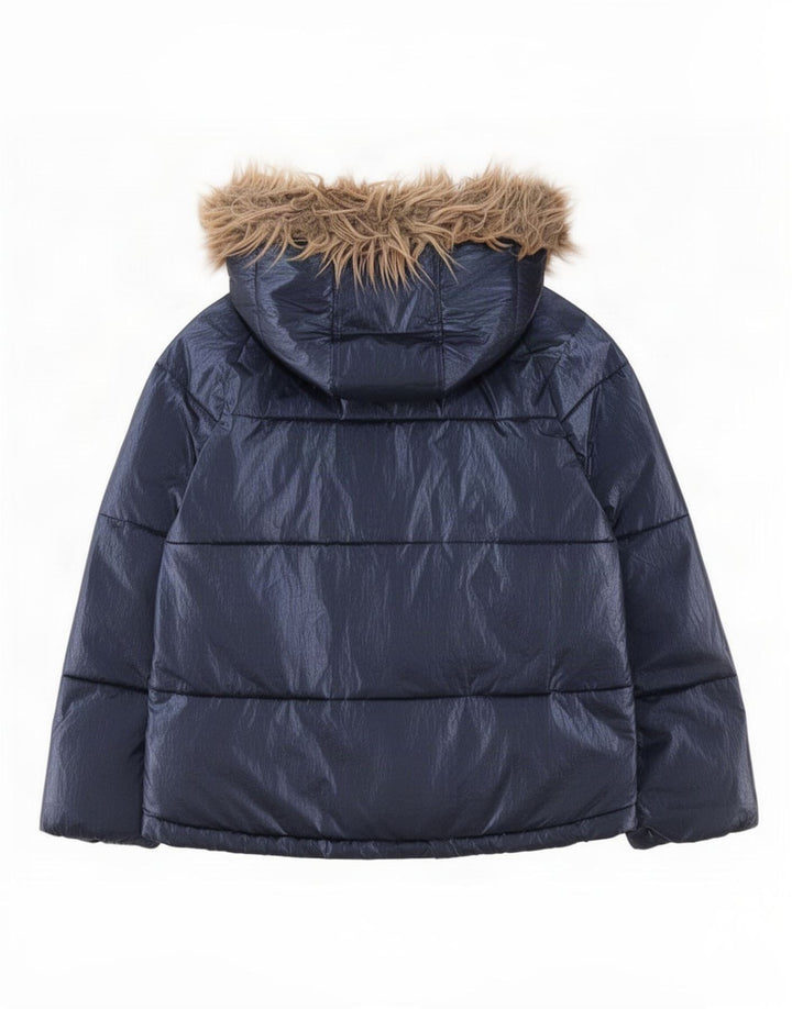 Jaqueta acolchoada com capuz para meninas Michael Kors 10-11 anos azul marinho poliéster