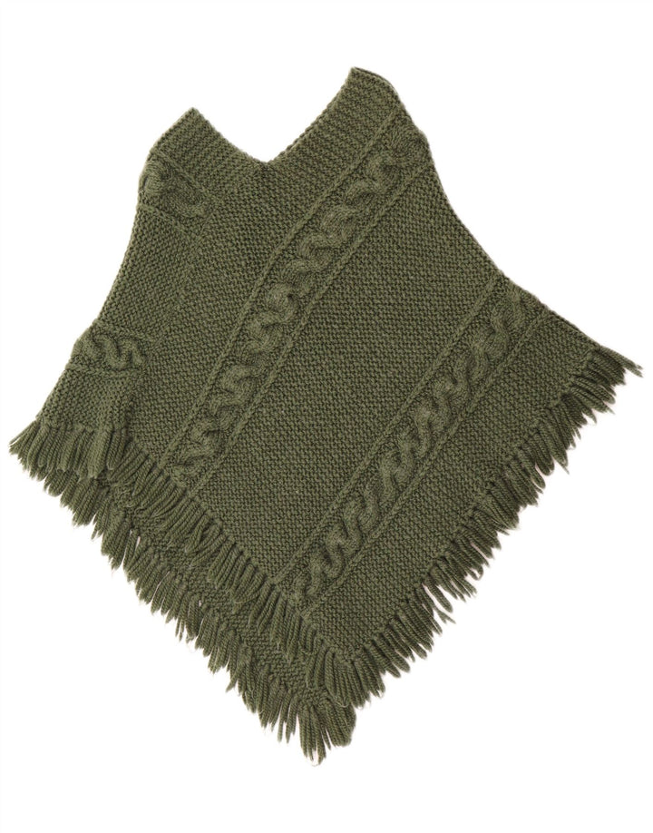 Poncho Jumper feminino vintage UK 12 verde médio