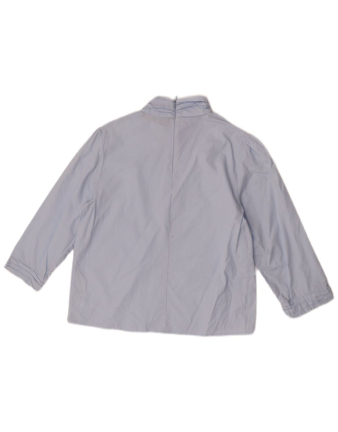 Blusa feminina manga 3/4 Zara Top UK 14 algodão azul médio