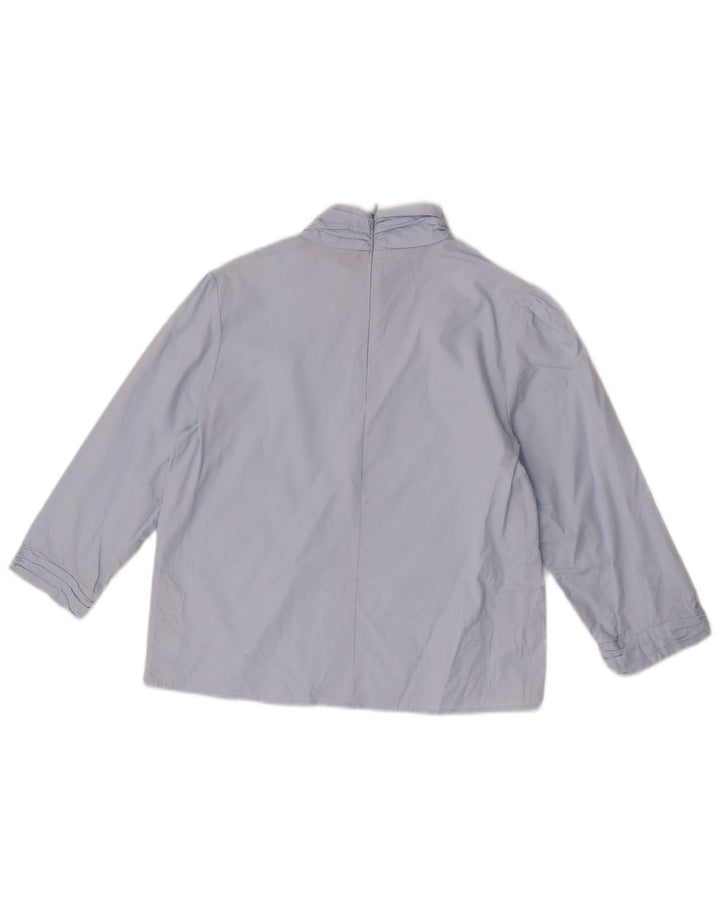 Blusa feminina manga 3/4 Zara Top UK 14 algodão azul médio