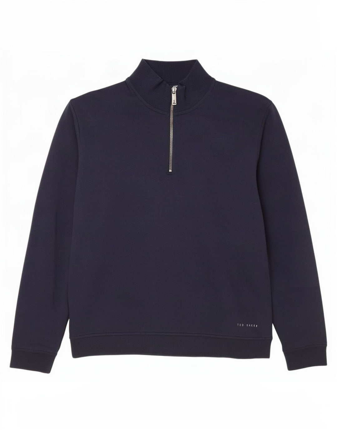Suéter masculino Ted Baker com zíper e gola tamanho 3 médio azul marinho algodão