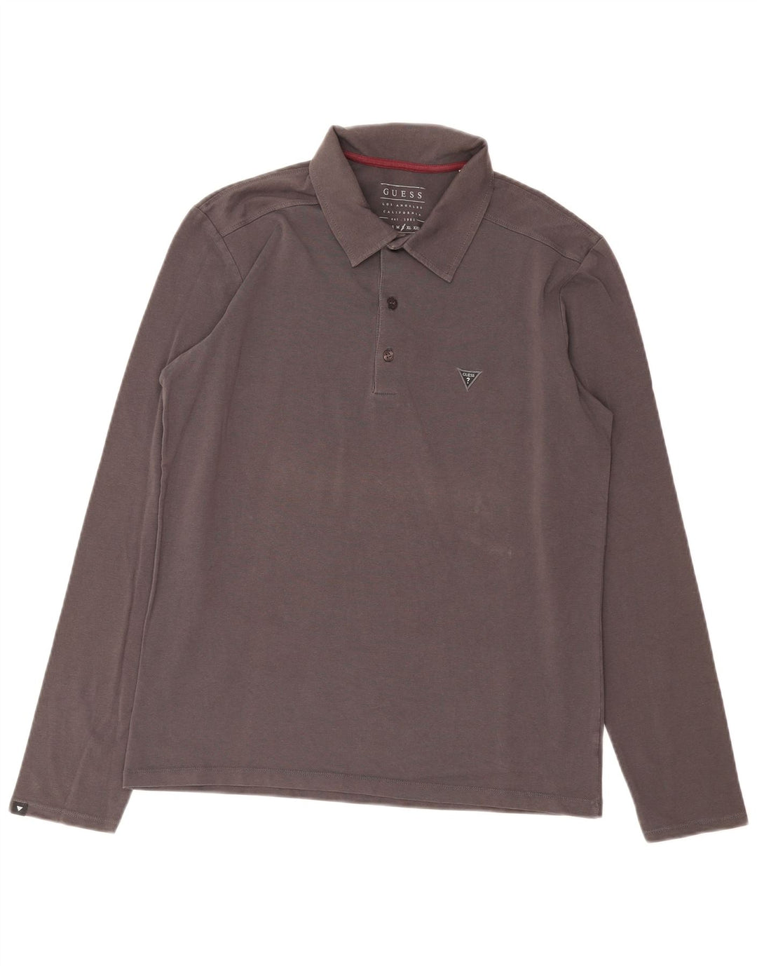 Guess Camisa polo masculina de manga comprida extra slim fit grande cinza