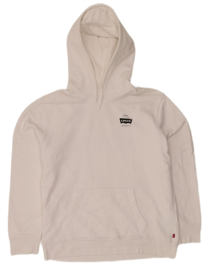 Suéter com capuz gráfico masculino LEVI'S grande algodão branco