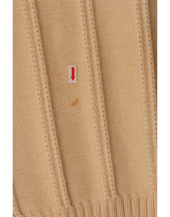 Suéter cardigã feminino vintage Reino Unido 12 lã branca média