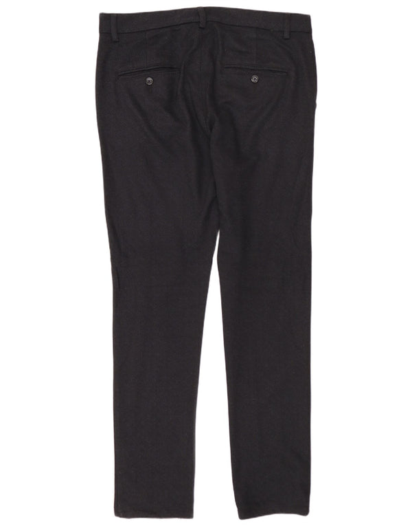 ZARA Mens Slim Chino Calças EU 42 Grande W32 L32 Azul Marinho Poliéster