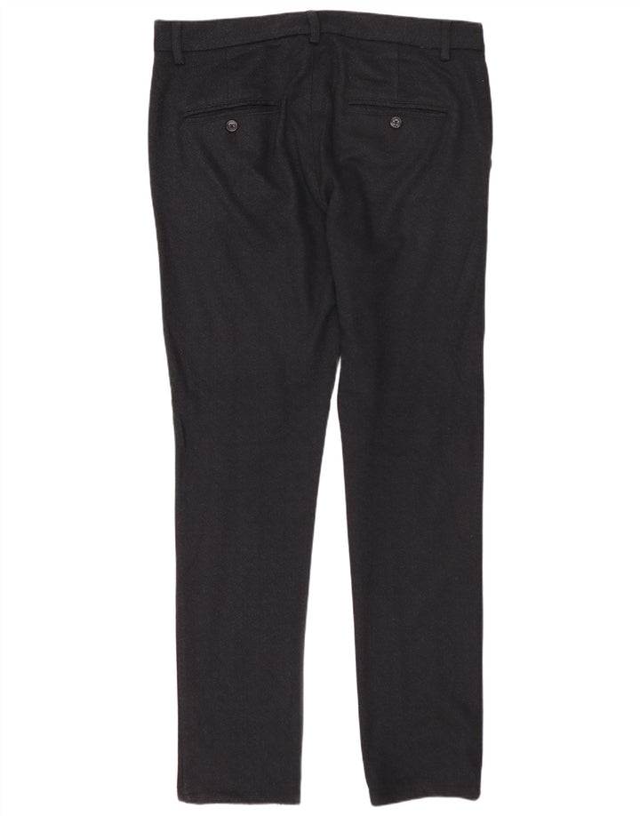 ZARA Mens Slim Chino Calças EU 42 Grande W32 L32 Azul Marinho Poliéster