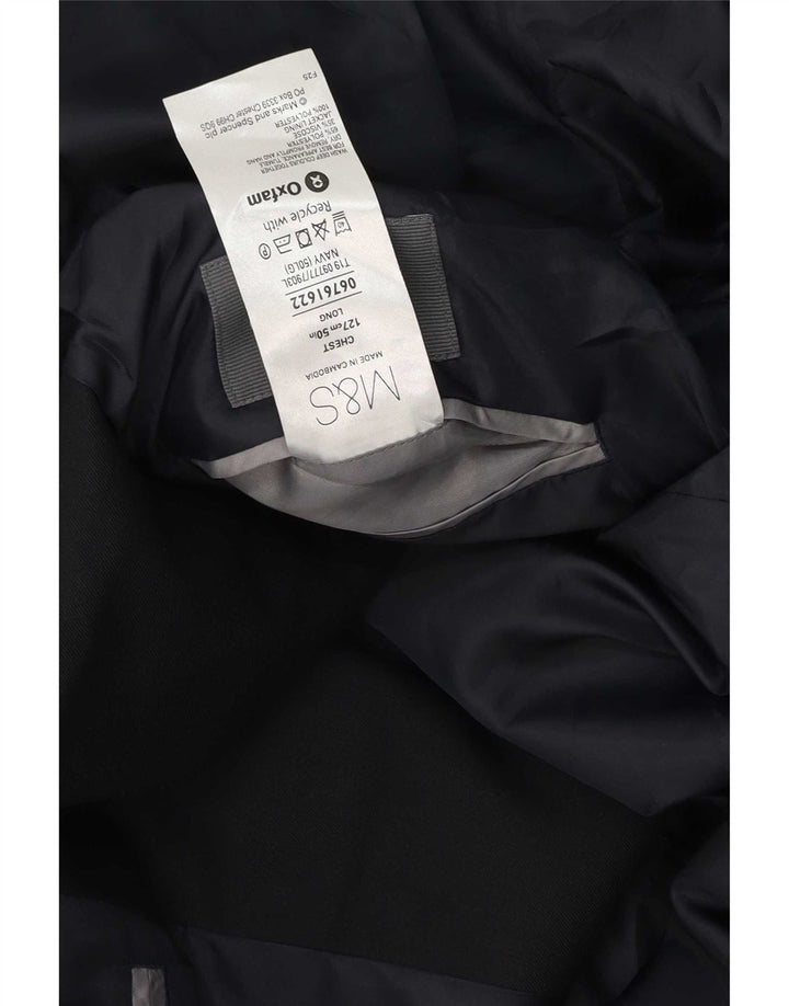 Jaqueta blazer masculina de 2 botões Marks & Spencer Reino Unido 50 3XL azul marinho poliéster