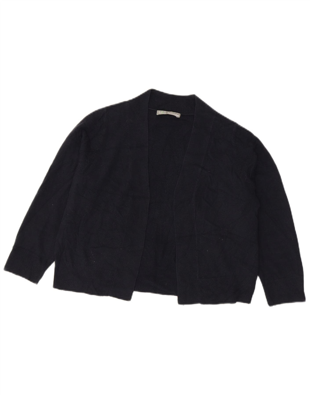 Suéter cardigã feminino Marks & Spencer manga 3/4 Reino Unido 14 médio azul marinho