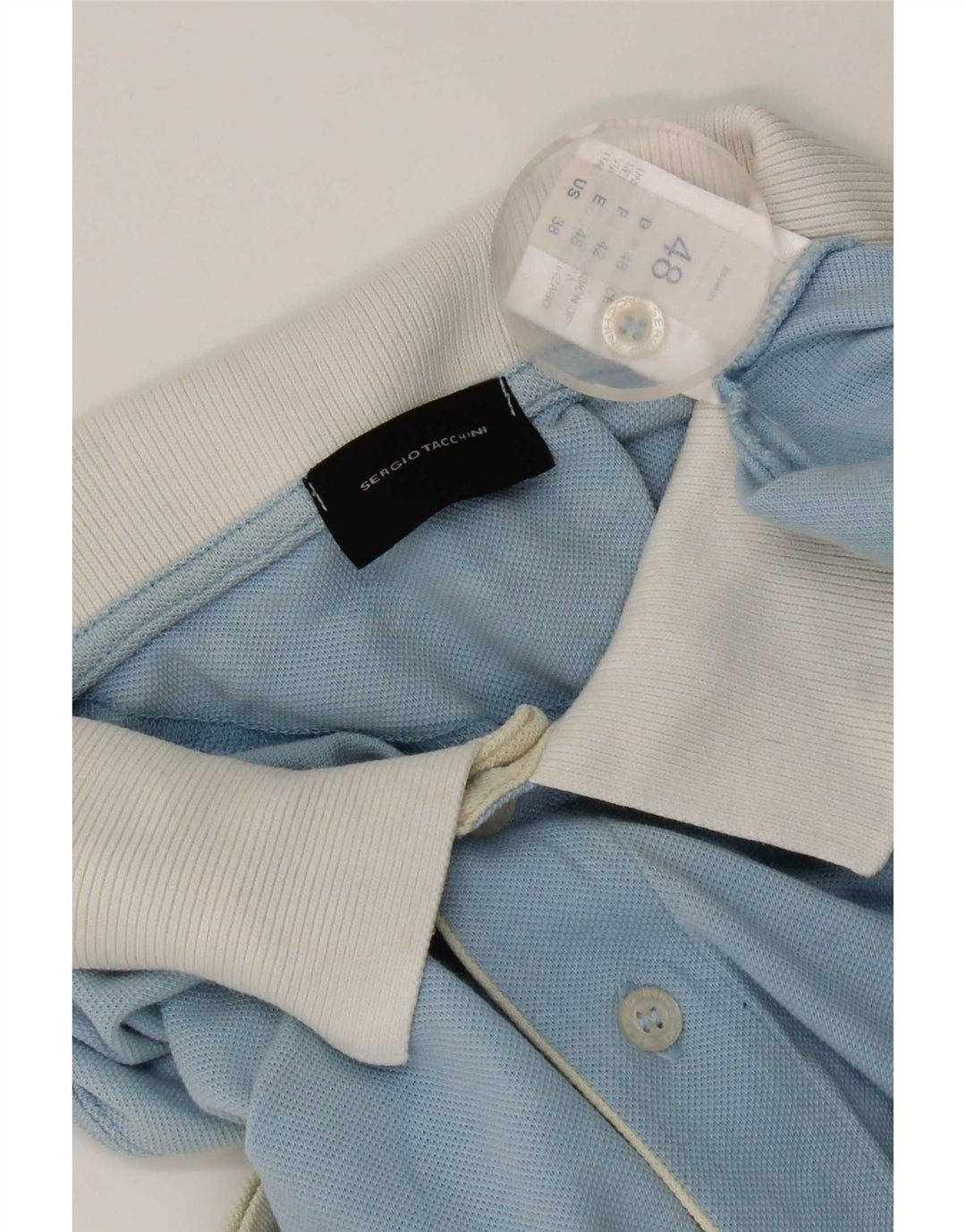 Camisa polo masculina Sergio Tacchini IT 48 algodão colorblock azul médio