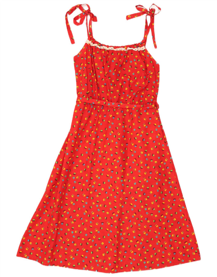 Vestido feminino vintage com padrão abstrato deslizante IT 44 vermelho médio