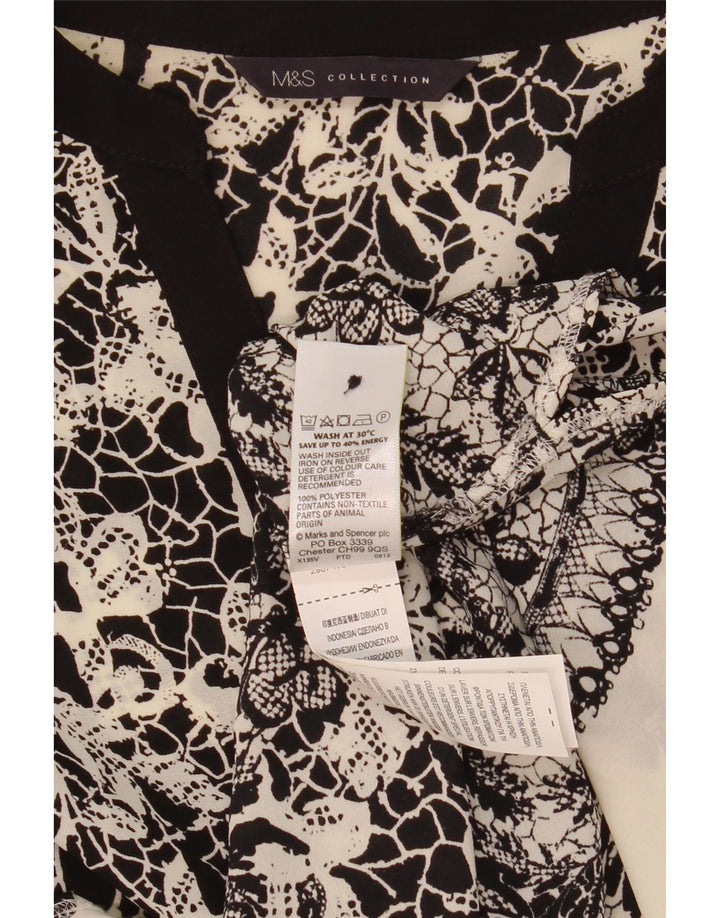Blusa feminina Marks & Spencer Reino Unido 20 2XL poliéster floral preto