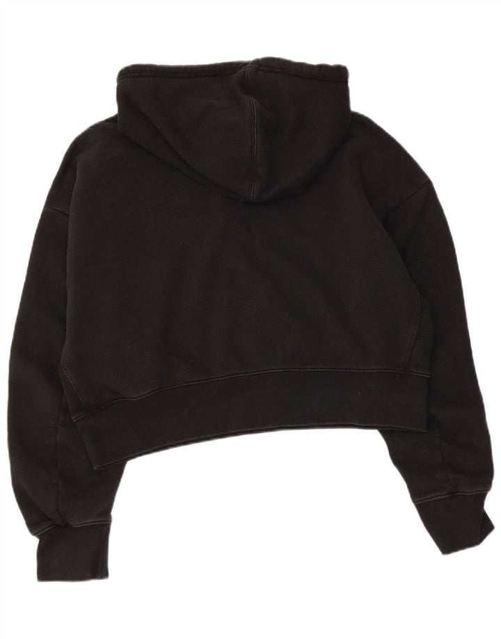 ADIDAS Womens Crop Oversized Hoodie Jumper Reino Unido 10 Pequeno Algodão Preto