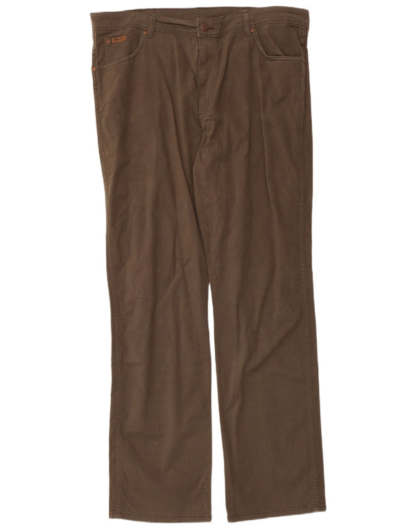 Wrangler Calça masculina reta casual W40 L33 espinha de peixe bege
