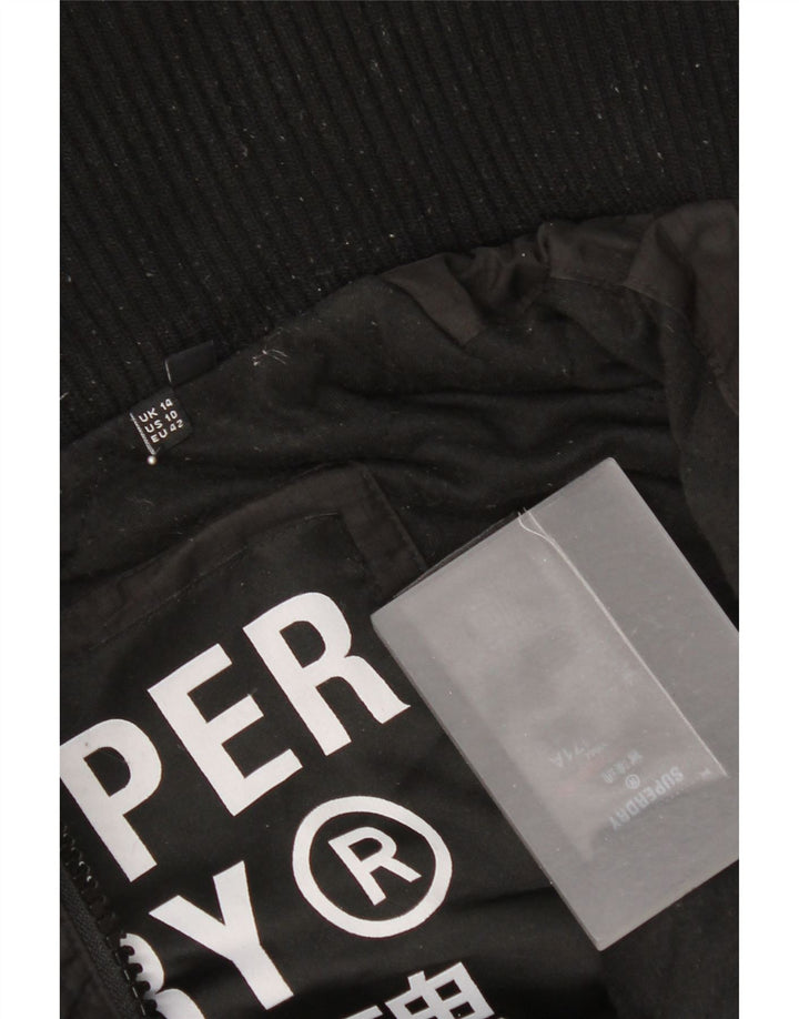 Jaqueta corta-vento com capuz feminina Superdry UK 14 grande poliéster preto