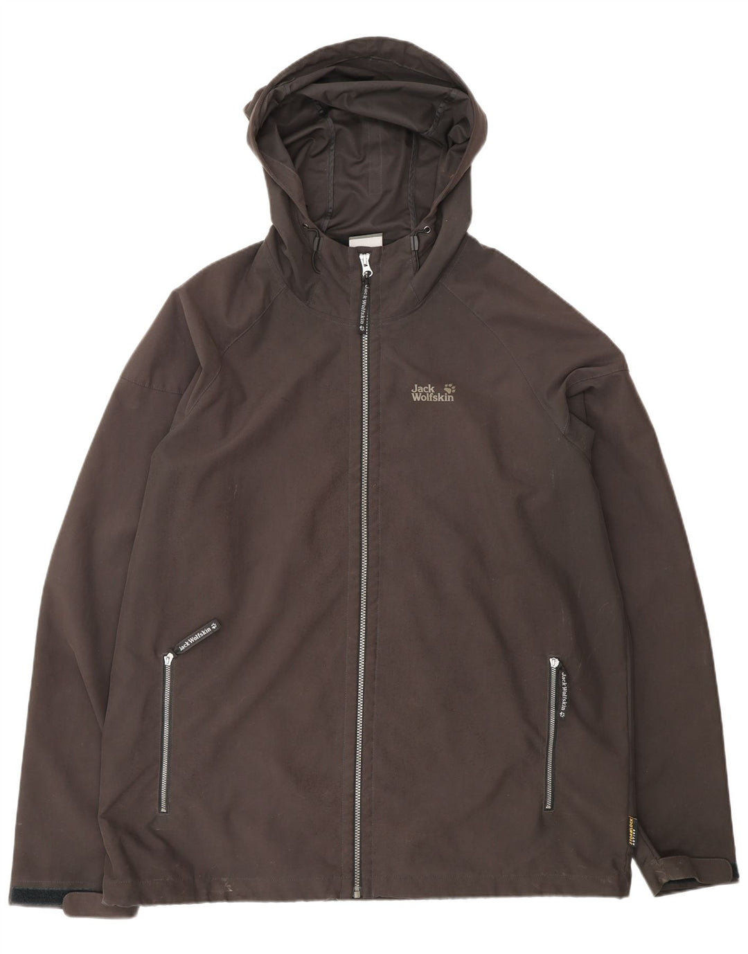 Jaqueta de chuva masculina JACK WOLFSKIN com capuz Reino Unido 48 2XL poliéster preto